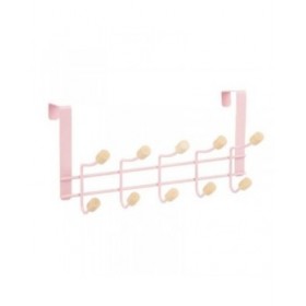 Appendiabiti per Porte Berilo W7912-10NB-PINK Rosa Legno Metallo 35 x 17 x 15 cm (6 Unità)