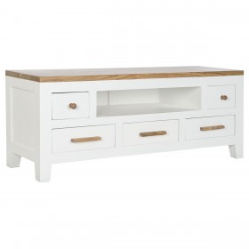 Mobile TV DKD Home Decor Bianco Marrone Acacia Legno di mango 125 x 40 x 50 cm