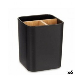 Portaspazzolini da Denti Berilo B9041-BLACK Nero Bambù polipropilene 9 x 11 x 9 cm (6 Unità)