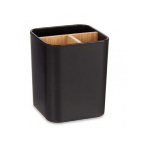 Portaspazzolini da Denti Berilo B9041-BLACK Nero Bambù polipropilene 9 x 11 x 9 cm (6 Unità)