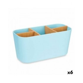 Portaspazzolini da Denti Berilo B9045-BLUE Azzurro Bambù polipropilene 21 x 10 x 9 cm (6 Unità)