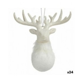 Decorazione Natalizia Renna Bianco Plastica Porporina 14 x 15,5 x 7 cm (24 Unità)