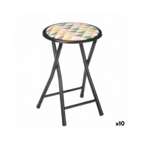 Sgabello Pieghevole Geometric Nero PVC Metallo 30 x 30 x 45 cm (10 Unità)