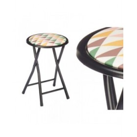 Sgabello Pieghevole Geometric Nero PVC Metallo 30 x 30 x 45 cm (10 Unità)