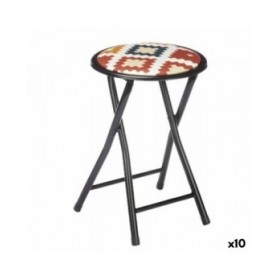 Sgabello Pieghevole Boho Chic Nero PVC Metallo 30 x 30 x 45 cm (10 Unità)