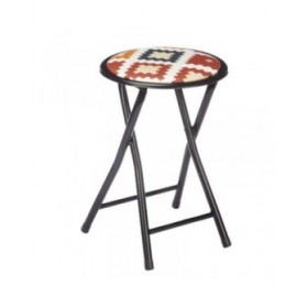 Sgabello Pieghevole Boho Chic Nero PVC Metallo 30 x 30 x 45 cm (10 Unità)
