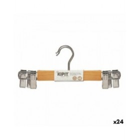 Set di Grucce Kipit 29100196 Marrone Argentato Legno Metallo 28,5 x 2,5 x 11,5 cm Pinze (24 Unità)