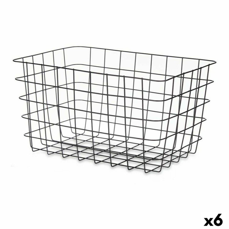 Cestino Multiuso Kinvara W5759K-L BLACK Nero Metallo 38,5 x 20,5 x 28 cm Rettangolare (6 Unità)