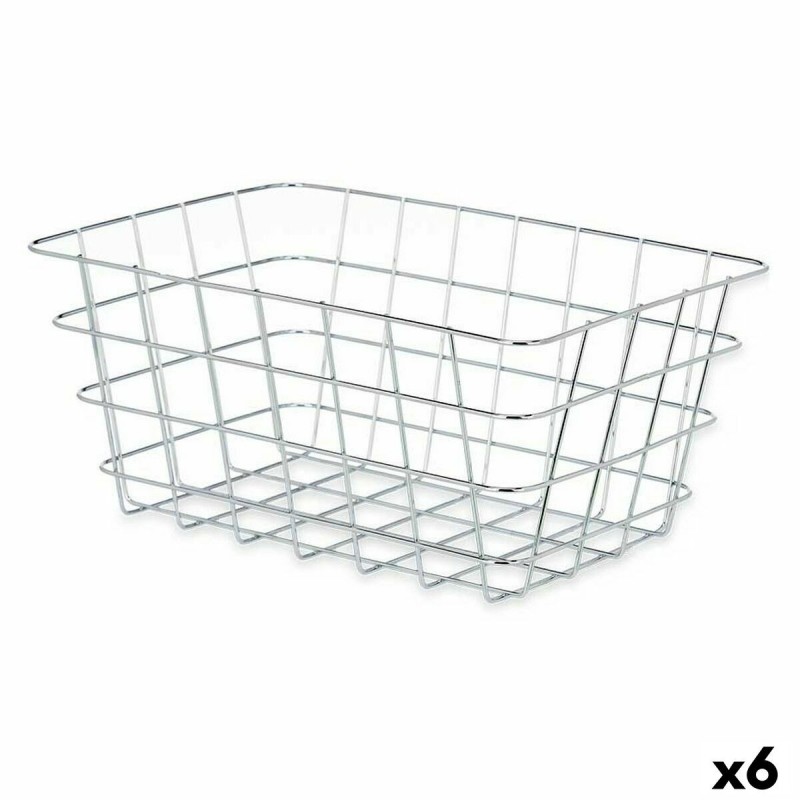 Cestino Multiuso Kinvara W5759K-M CHROME Argentato Argento Metallo 31 x 14 x 21 cm Rettangolare (6 Unità)