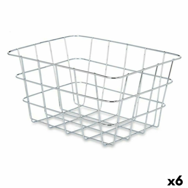 Cestino Multiuso Kinvara W5759K-S CHROME Argentato Argento Metallo 24 x 12,5 x 18,5 cm Rettangolare (6 Unità)
