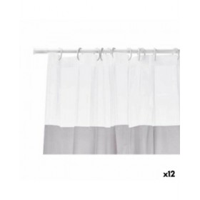 Tenda da Doccia Berilo 214 Grigio Trasparente Plastica PEVA 180 x 180 cm (12 Unità)