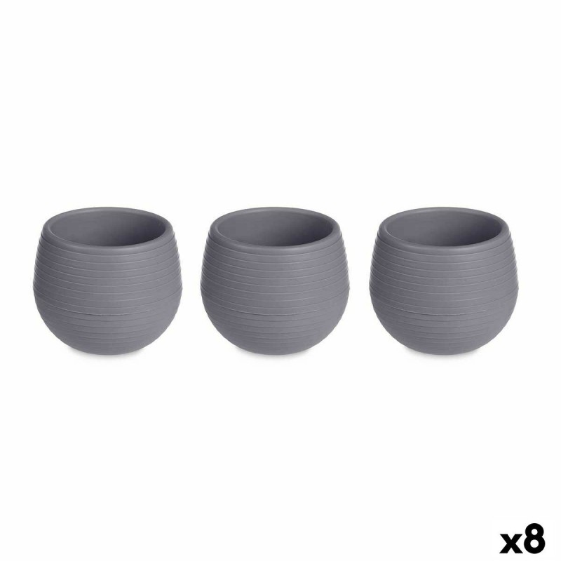 Set di Vasi Ibergarden ES0101102S3 Antracite Plastica 6,2 x 6,2 x 6,6 cm (8 Unità)