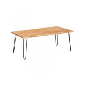 Tavolo aggiuntivo Live Edge 120 x 60 x 46 cm Marrone Nero Legno di acacia