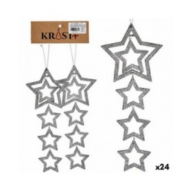 Set di Addobbi di Natale Argentato Plastica Porporina Stella 19 x 0,2 x 23 cm (24 Unità)
