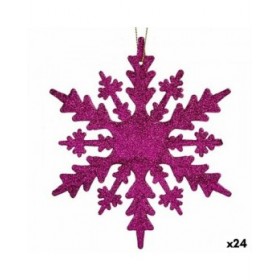 Decorazione Natalizia Fiocchi di neve Fucsia Plastica Porporina 15 x 15 x 0,2 cm (24 Unità)