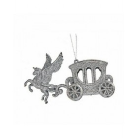 Decorazione Natalizia Carrozza Magica Argentato Plastica Porporina 15,5 x 8,5 x 4,5 cm (24 Unità)