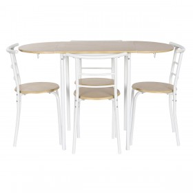 Tavolo con 4 sedie DKD Home Decor Bianco Naturale Metallo Legno MDF 121 x 55 x 78 cm