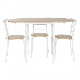 Tavolo con 4 sedie DKD Home Decor Bianco Naturale Metallo Legno MDF 121 x 55 x 78 cm