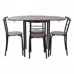 Tavolo con 4 sedie DKD Home Decor Marrone Nero Metallo Legno MDF 121 x 55 x 78 cm