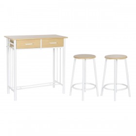 Tavolo con 2 sedie DKD Home Decor Metallo Legno MDF 80 x 50 x 84 cm