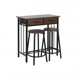 Tavolo con 2 sedie DKD Home Decor Marrone Nero Metallo Legno MDF 80 x 50 x 84 cm