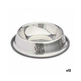 Ciotola per cani Mascow 309 Grigio Argentato Gomma Metallo 26 x 7 x 26 cm (12 Unità)
