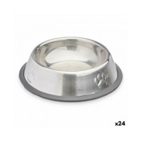 Ciotola per cani Mascow 312 Grigio Argentato Gomma Metallo 15 x 4 x 15 cm (24 Unità)
