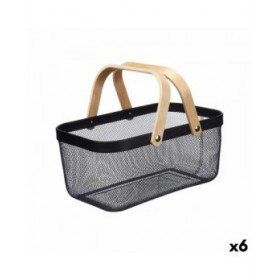 Cestino Multiuso Kinvara 1031 Nero Legno Metallo 42,5 x 18 x 26,5 cm (6 Unità)