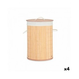 Cesto per i Panni Sporchi Naturale Metallo Bambù Legno MDF 48 L 37 x 50 x 37 cm (4 Unità)
