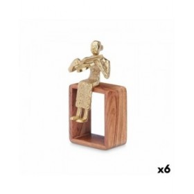 Statua Decorativa Violino Dorato Legno Metallo 13 x 27 x 13 cm