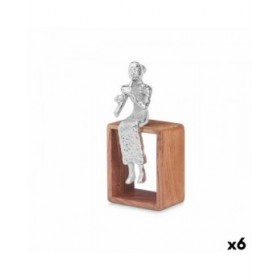 Statua Decorativa Flauto Dolce Argentato Legno Metallo 13 x 27 x 13 cm