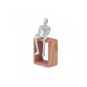 Statua Decorativa Sassofono Argentato Legno Metallo 13 x 27 x 13 cm