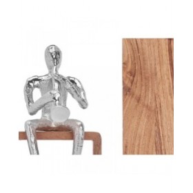 Statua Decorativa Sassofono Argentato Legno Metallo 13 x 27 x 13 cm