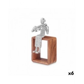 Statua Decorativa Violino Argentato Legno Metallo 13 x 27 x 13 cm