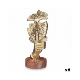 Statua Decorativa Viso Dorato Legno Metallo 12 x 29 x 11 cm
