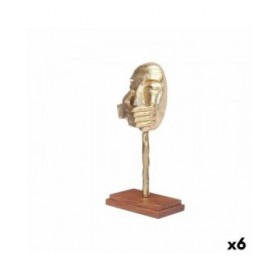 Statua Decorativa Viso Dorato Legno Metallo 17 x 33,5 x 10 cm