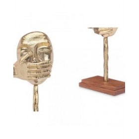 Statua Decorativa Viso Dorato Legno Metallo 17 x 33,5 x 10 cm