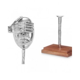 Statua Decorativa Viso Argentato Legno Metallo 16 x 34 x 10 cm