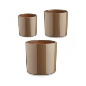 Set di Vasi Ibergarden CILINDRO-7006 Taupé Argilla Cilindro Ø 14 cm Ø 22 cm Ø 17 cm 3 Pezzi