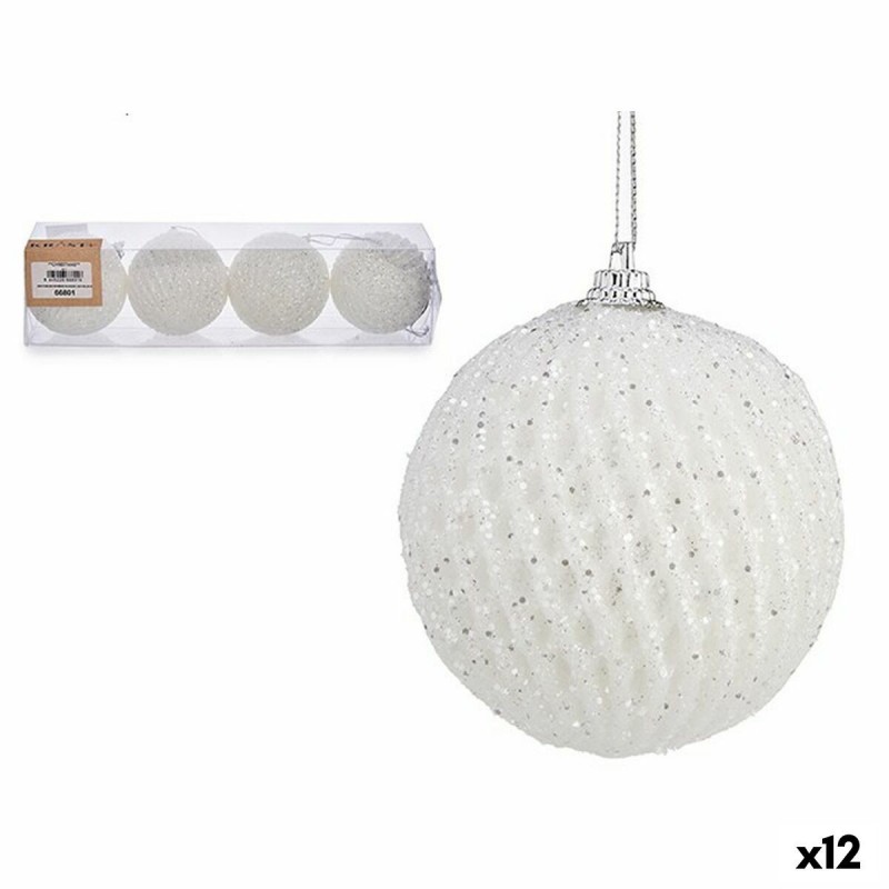 Set di palline di Natale Krist+ 00424 Bianco polistirene (12 Unità)