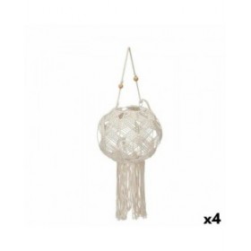 Portacandele Macramé Bianco Cotone 23 x 24 x 23 cm (4 Unità)