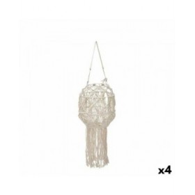 Portacandele Macramé Bianco Cotone 24 x 90 x 24 cm (4 Unità)