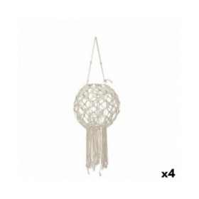 Portacandele Macramé Bianco Cotone 25 x 27 x 25 cm (4 Unità)