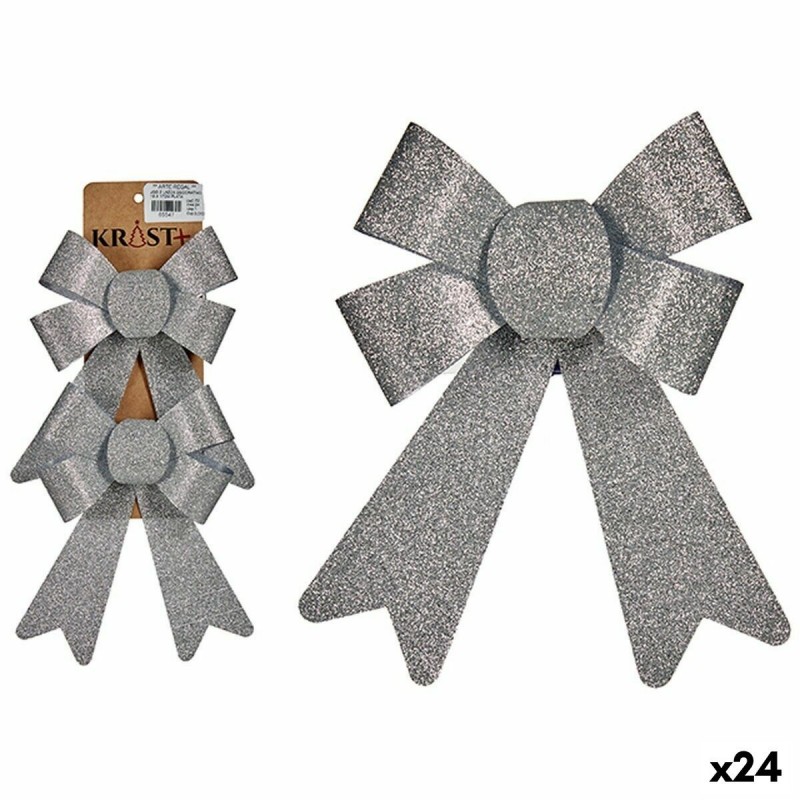 Set di Addobbi di Natale Krist+ 65547 Argentato PVC 15 x 2 x 18 cm Fiocco (24 Unità)