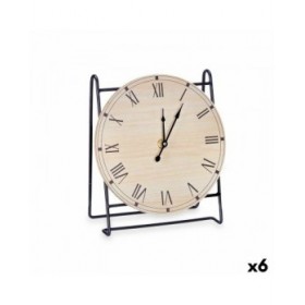 Orologio da Tavolo Nero Metallo Legno MDF 19 x 21 x 9 cm (6 Unità)