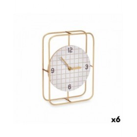 Orologio da Tavolo A quadri Nero Metallo Legno MDF 18,5 x 25,5 x 6 cm (6 Unità)