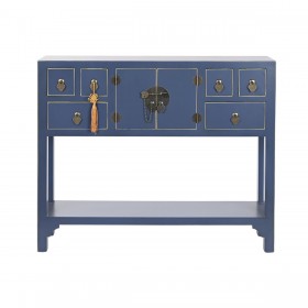 Mobile Aggiuntivo DKD Home Decor Azzurro Dorato Abete Legno MDF 95 x 24 x 79 cm