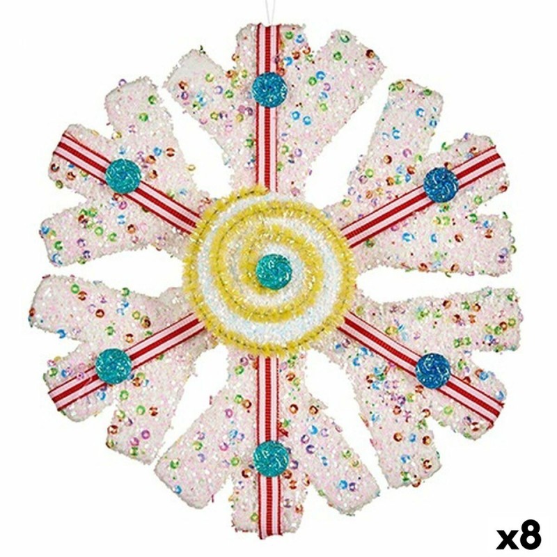 Decorazione Natalizia Krist+ 64815312 Bianco Rosso Fiocchi di neve 17 x 6 x 17 cm (8 Unità)