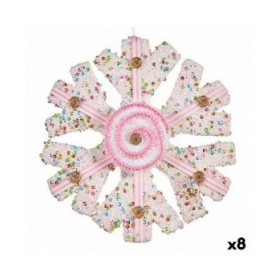 Decorazione Natalizia Krist+ 64815311 Bianco Rosa Fiocchi di neve 17 x 6 x 17 cm (8 Unità)