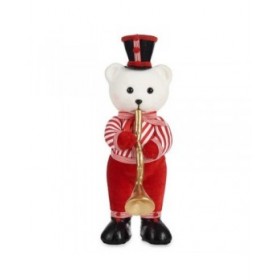 Statua Decorativa Orso Tromba Bianco Nero Rosso polistirene 15 x 46 x 25 cm (2 Unità)
